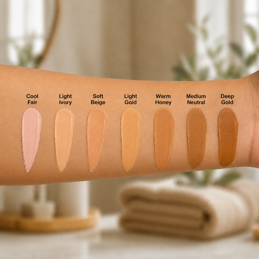 Omiana Natual Mineral Makeup for Sensitive Skin Tinted Moisturizer shade swatches on arm.