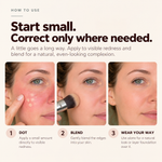 How to apply Omiana Redness Concealer Cream by targeting visible redness and blending before foundation or wearing alone.