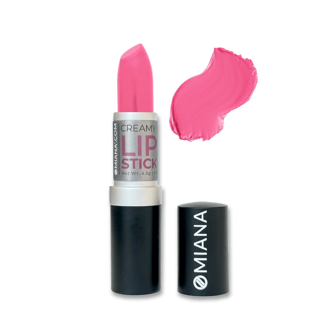 Omiana Natural Cosmetics Lipstick Subtle Shimmer Glamorous Pink Creamy Mineral Lipstick - Titanium Dioxide-Free + Mica-Free Options!